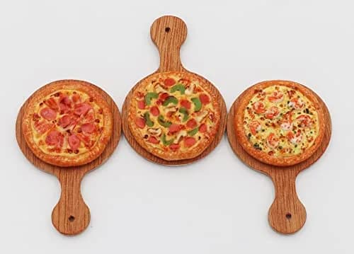 ThaiHonest Mixed 3 Assorted Pizza Dollhouse Miniature on Wooden Tray | Realistic 1/6 Scale Food Decor for Ages 14+ thumbnail 3