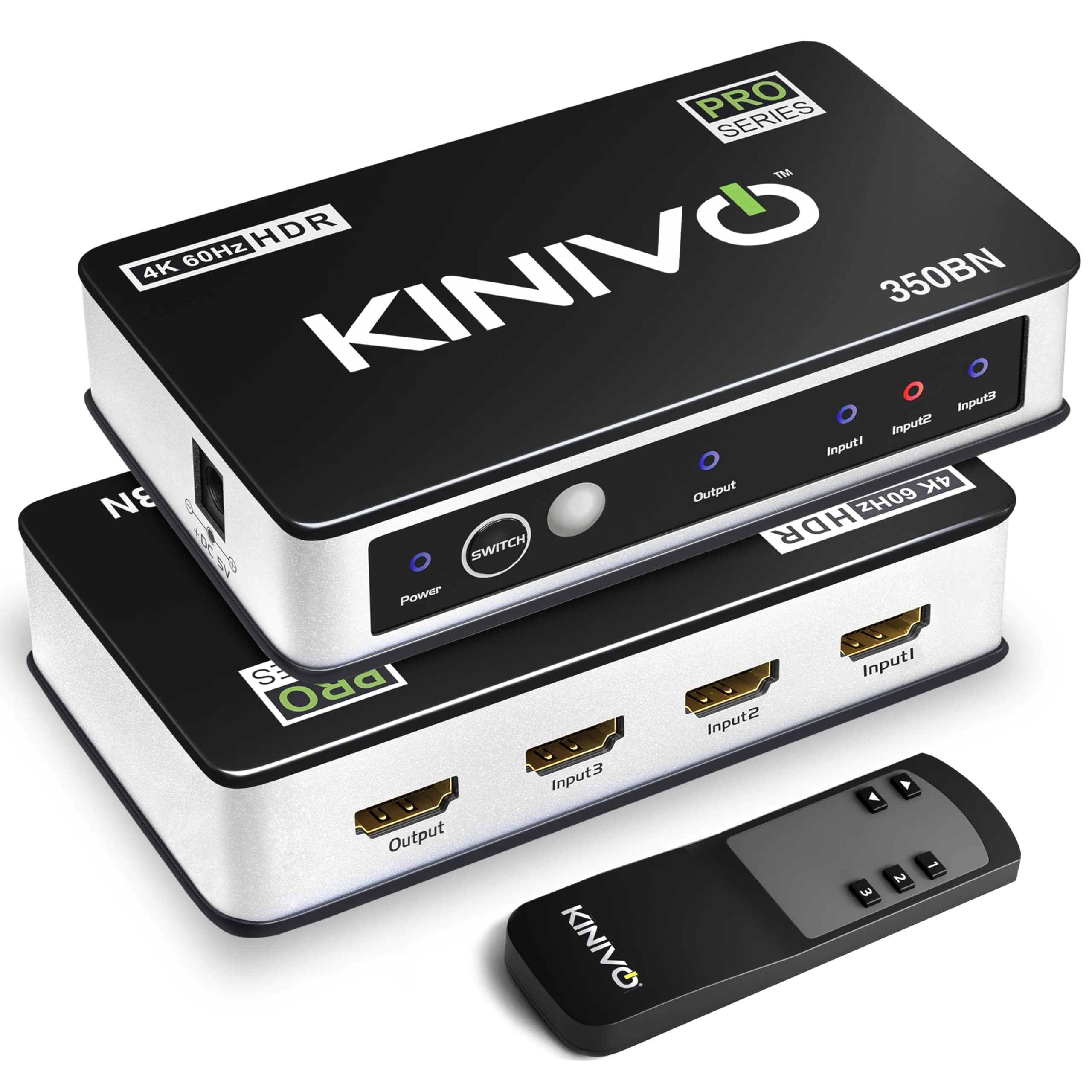 Kinivo HDMI Switch 3 in 1 Out 4K 60Hz | Supports HDR, HDCP 2.2 & Dolby Vision (70-120c)