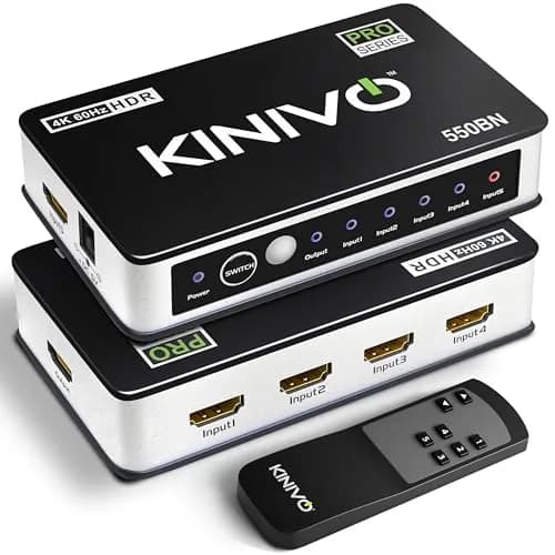 Kinivo HDMI Switch 5 in 1 Out 4K 60Hz | Supports HDR, Dolby Vision, VRR, IR Remote thumbnail 1