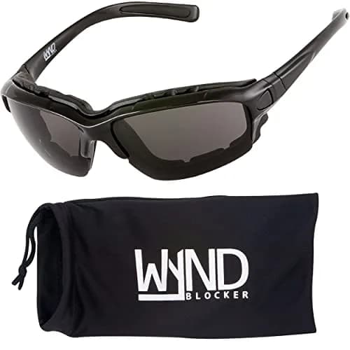 WYND Blocker Halvert Motorcycle Sunglasses Riding Glasses, Black/Smoke | UV400 Protection, Removable Foam Liner & Goggle Strap thumbnail 1