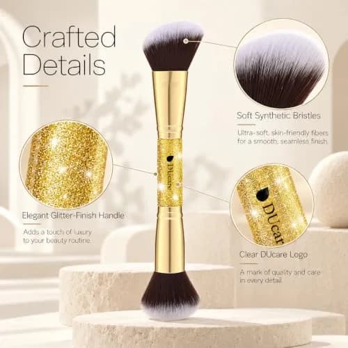 DUcare 2Pcs Double Ended Foundation & Contour Makeup Brush Set | Soft Synthetic Face Brushes for Liquid, Cream & Powder thumbnail 6