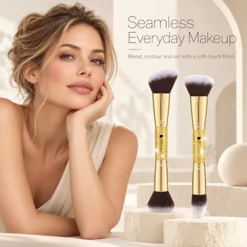 DUcare 2Pcs Double Ended Foundation & Contour Makeup Brush Set | Soft Synthetic Face Brushes for Liquid, Cream & Powder thumbnail 2