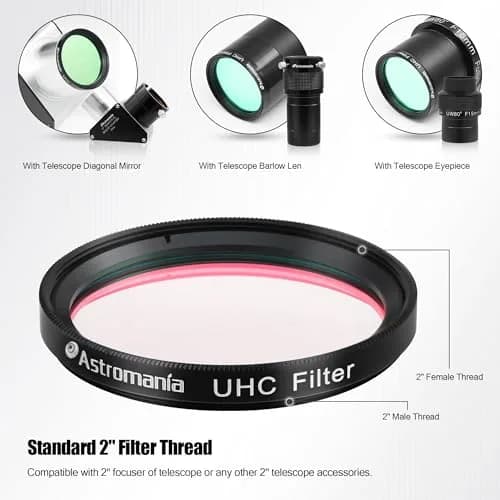 Astromania Telescope Filter UHC Nebula Contrast 2" | Improve Sky Views with Light Pollution Blockage thumbnail 6