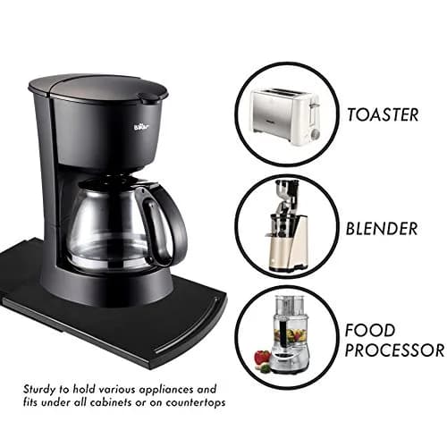 Ihomepark Sliding Coffee Maker Tray with Wheels, Countertop Appliance Slider Mat for Kitchen Appliances, Black (2-Pack, 700g) thumbnail 2