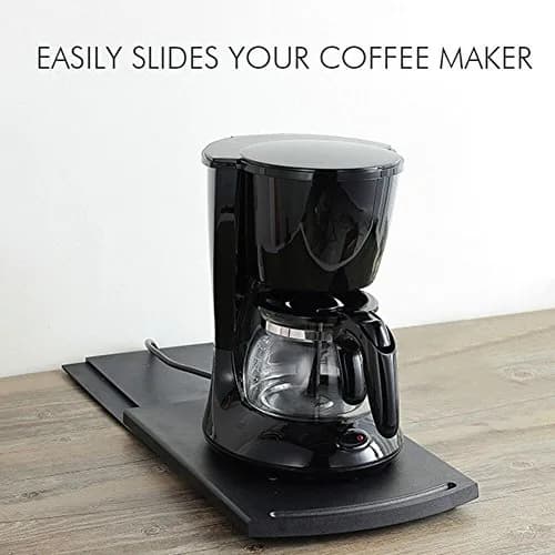 Ihomepark Sliding Coffee Maker Tray with Wheels, Countertop Appliance Slider Mat for Kitchen Appliances, Black (2-Pack, 700g) thumbnail 3