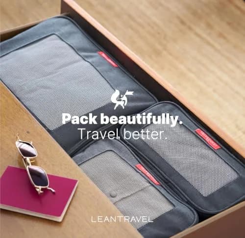 LeanTravel Premium Compression Packing Cubes for Travel - Suitcase Organizer Bags with Double Zipper & Breathable Mesh Panel - Space Saving Carry On Luggage Essentials (6-Pack, Black) thumbnail 9