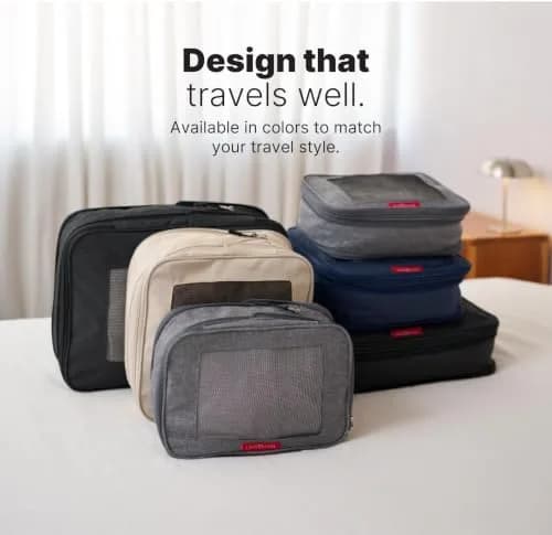 LeanTravel Premium Compression Packing Cubes for Travel - Suitcase Organizer Bags with Double Zipper & Breathable Mesh Panel - Space Saving Carry On Luggage Essentials (6-Pack, Black) thumbnail 12