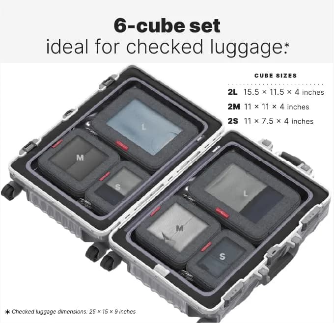 LeanTravel Premium Compression Packing Cubes for Travel - Suitcase Organizer Bags with Double Zipper & Breathable Mesh Panel - Space Saving Carry On Luggage Essentials (6-Pack, Black) thumbnail 2