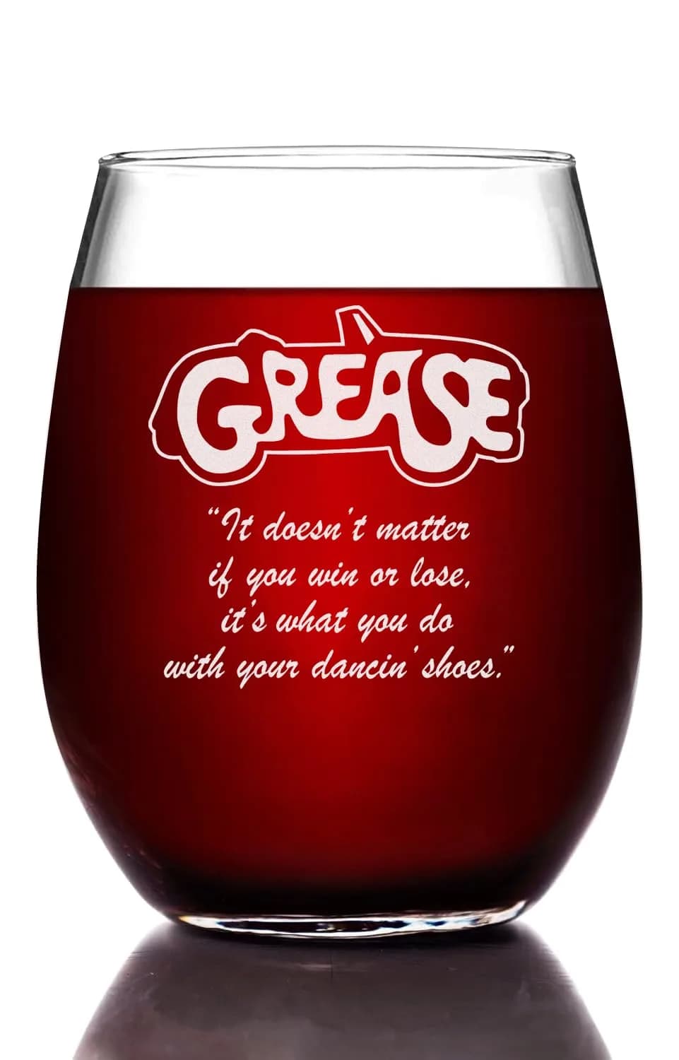 Movies On Glass Grease Stemless Wine Glass 15oz | Licensed Handcrafted Collectible - main product image