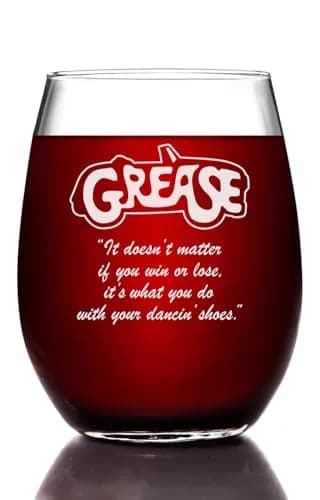 Movies On Glass Grease Stemless Wine Glass 15oz | Licensed Handcrafted Collectible thumbnail 1