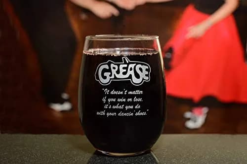 Movies On Glass Grease Stemless Wine Glass 15oz | Licensed Handcrafted Collectible thumbnail 3