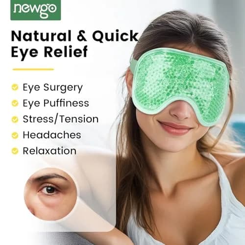 NEWGO Cooling Eye Mask for After Surgery | Reusable Gel Face Ice Pack, Green thumbnail 2