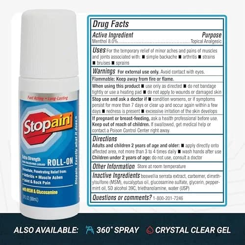 Stopain Extra Strength Pain Relief Roll-On Gel 177ml (6 Fl Oz) | Fast-Acting Topical Analgesic for Arthritis & Muscle Pain thumbnail 7