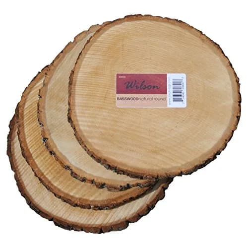 Wilson Basswood Round Rustic Wood Slice for Natural Décor, DIY Crafts (7-9") Set of Four | Rustic, Natural, Carvable thumbnail 1