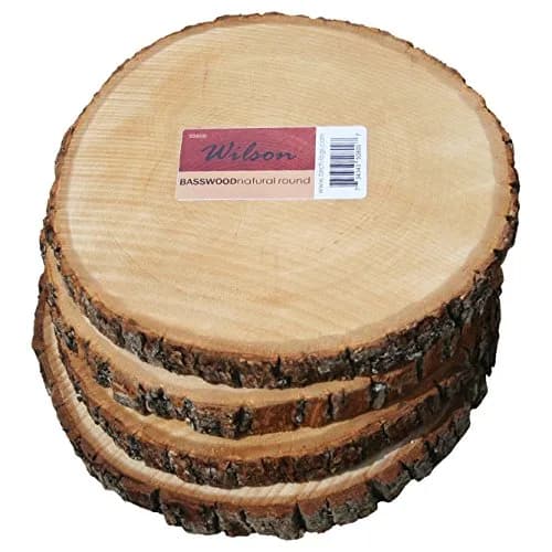 Wilson Basswood Round Rustic Wood Slice for Natural Décor, DIY Crafts (7-9") Set of Four | Rustic, Natural, Carvable thumbnail 3