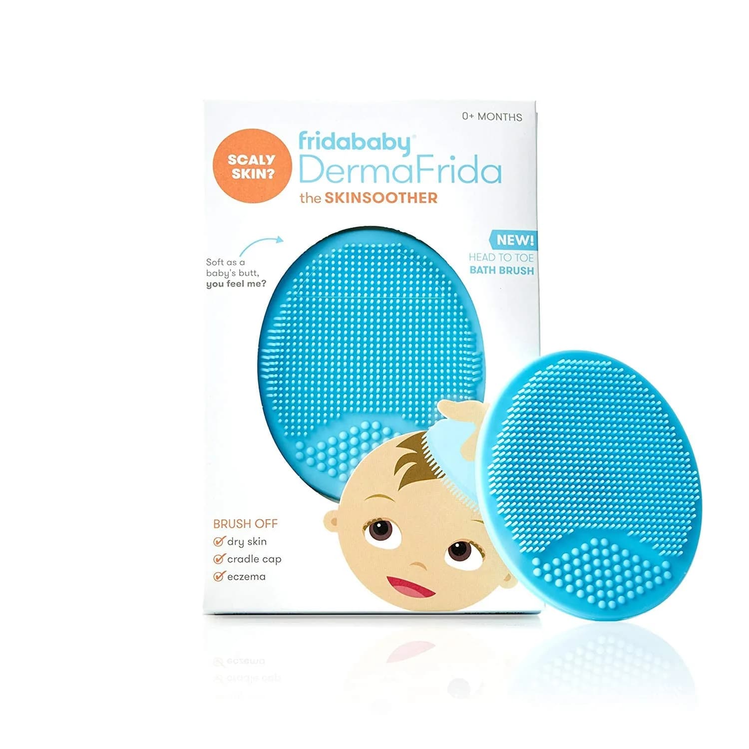 Frida Baby DermaFrida Bath Mitt Silicone | Gentle Exfoliating Toddler Body Brush for All Skin Types — Blue