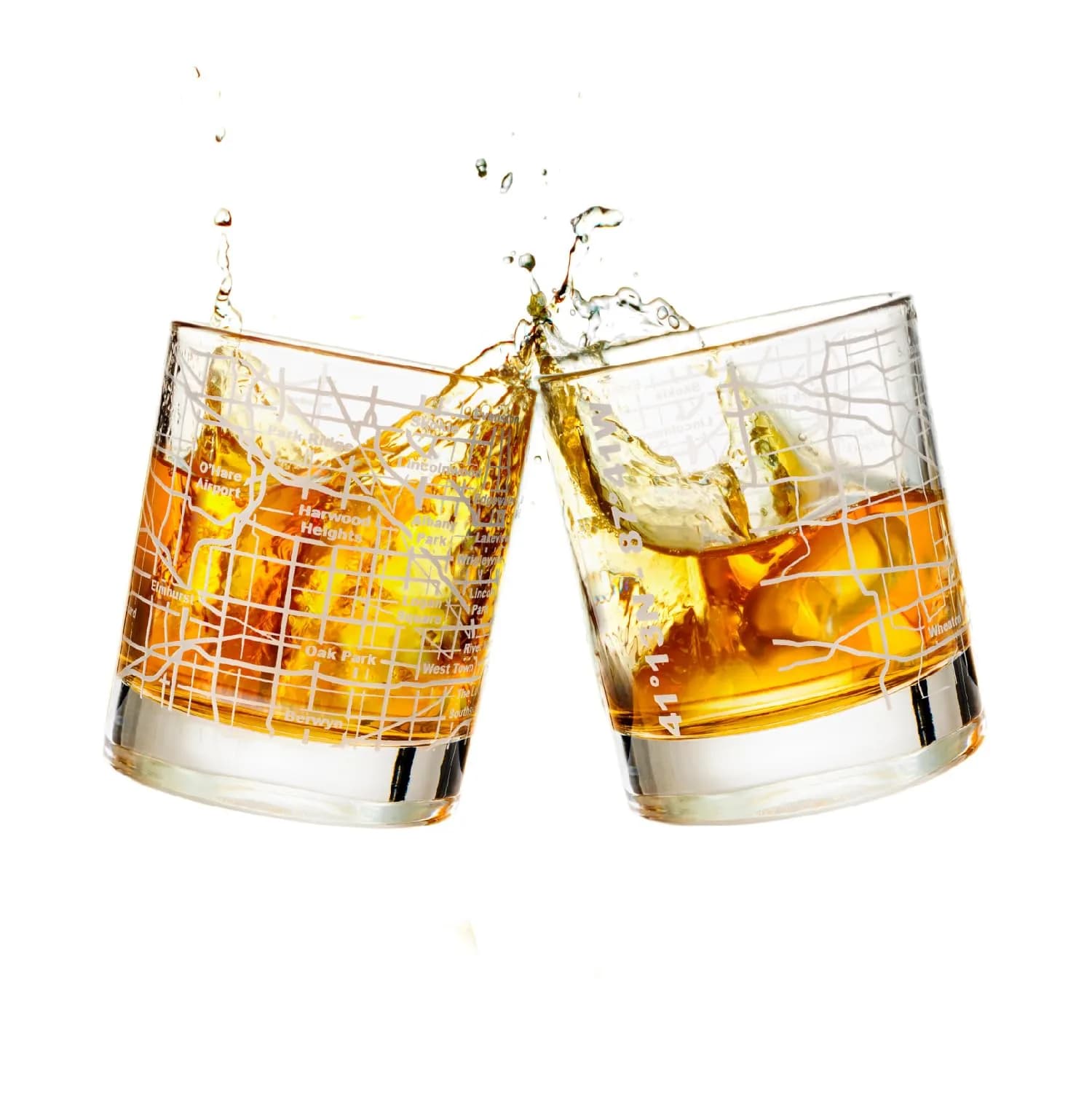 Greenline Goods Whiskey Glasses - 10 Oz Tumbler Gift Set for Philadelphia lovers | Etched with Philadelphia Map — Chicago