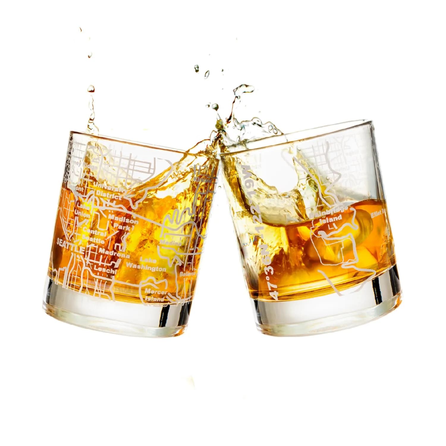 Greenline Goods Whiskey Glasses - 10 Oz Tumbler Gift Set for Philadelphia lovers | Etched with Philadelphia Map — Seattle