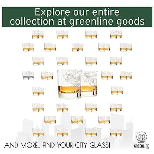 Greenline Goods Seattle Map Etched Whiskey Glasses - 355ml (12 Oz) Set of 2 | Heavy Base Old Fashioned Rocks Tumblers thumbnail 6