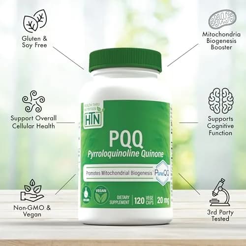 Health Thru Nutrition PQQ 20mg Pyrroloquinoline Quinone 120 Capsules | Supports Mitochondrial Biogenesis & Cellular Energy thumbnail 4