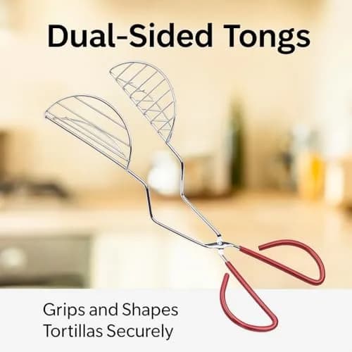 HIC Kitchen Taco Making Tools Steel Taco Shell Tongs 13.5 x 3.5 x 4.25-inches | Crispy Homemade Shells thumbnail 4