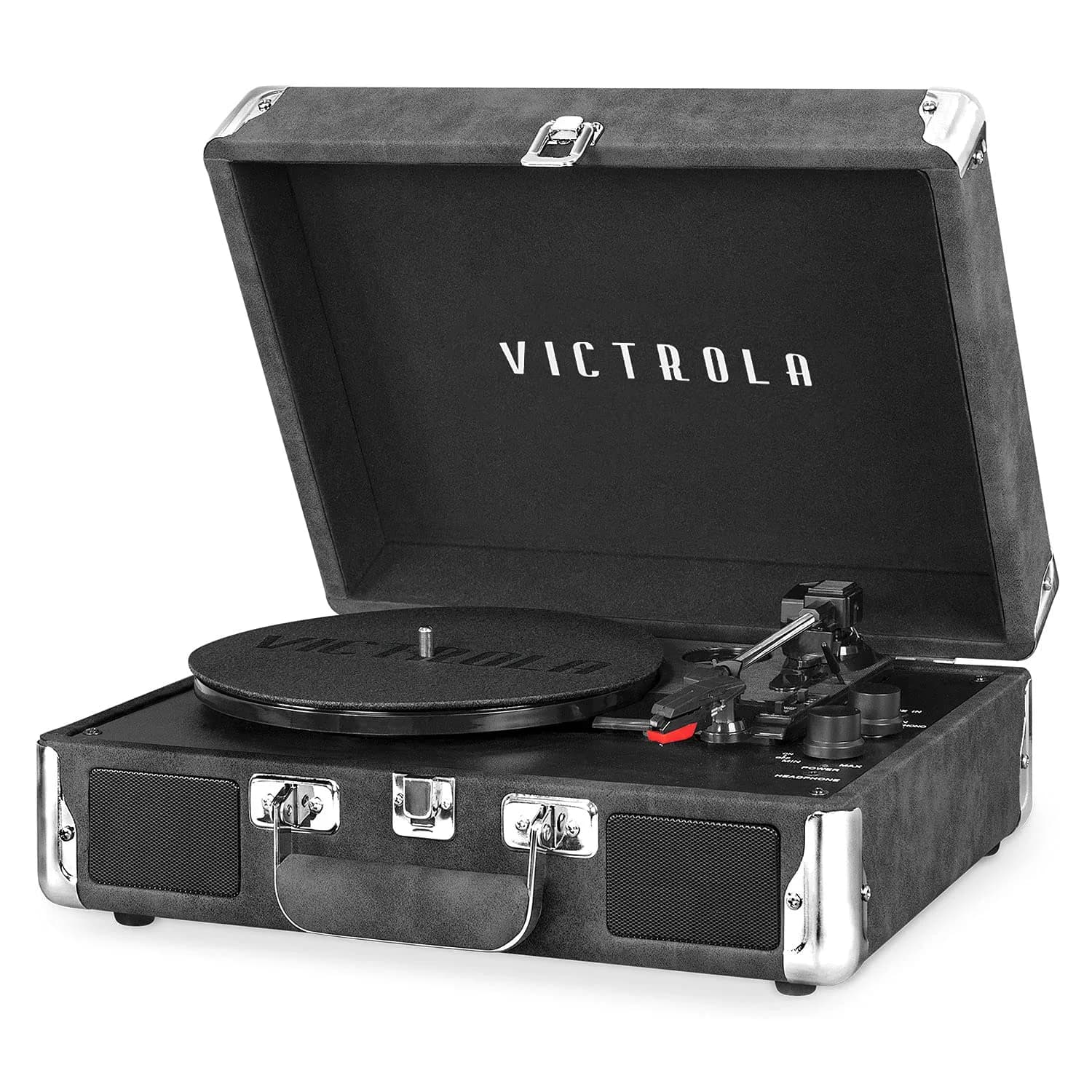 Victrola Journey Bluetooth Suitcase Record Player Gray | 3-Speed Belt Drive with Built-in Speakers & Bluetooth — Gray