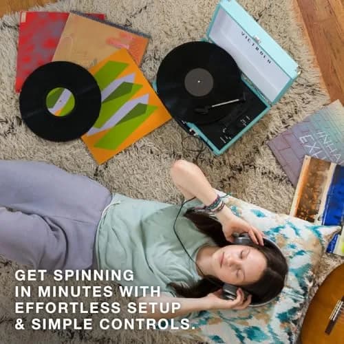 Victrola Journey Bluetooth Suitcase Record Player Gray | 3-Speed Belt Drive with Built-in Speakers & Bluetooth thumbnail 6