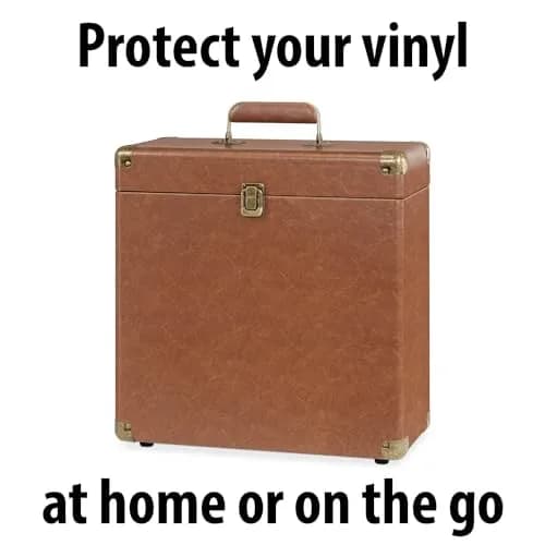 Victrola Collector Vinyl Record Storage Case Holds 30+ LPs Brown | Dust & Scratch Free Portable Design thumbnail 4