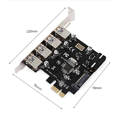ChenYang 4 Port PCI-E 1X to 4 USB 3.0 HUB PCI Express Expansion Card Adapter with 120mm PCI-E Slot Bracket thumbnail 4