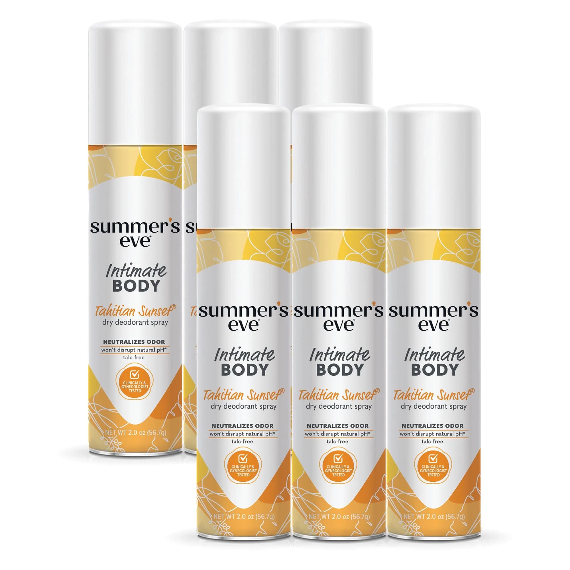 Summer's Eve Ultra Feminine Deodorant Spray 2 Oz (6 Fl Oz) | Gynecologist-Tested for Sensitive Skin — Tahitian Sunset / 2 Ounce