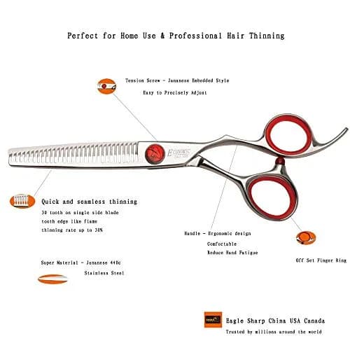 EAGLE SHARP Professional 6.0-inch Shears Cutting & Thinning Scissors Kit | 15.75 cm (6.2 in) Blade thumbnail 3