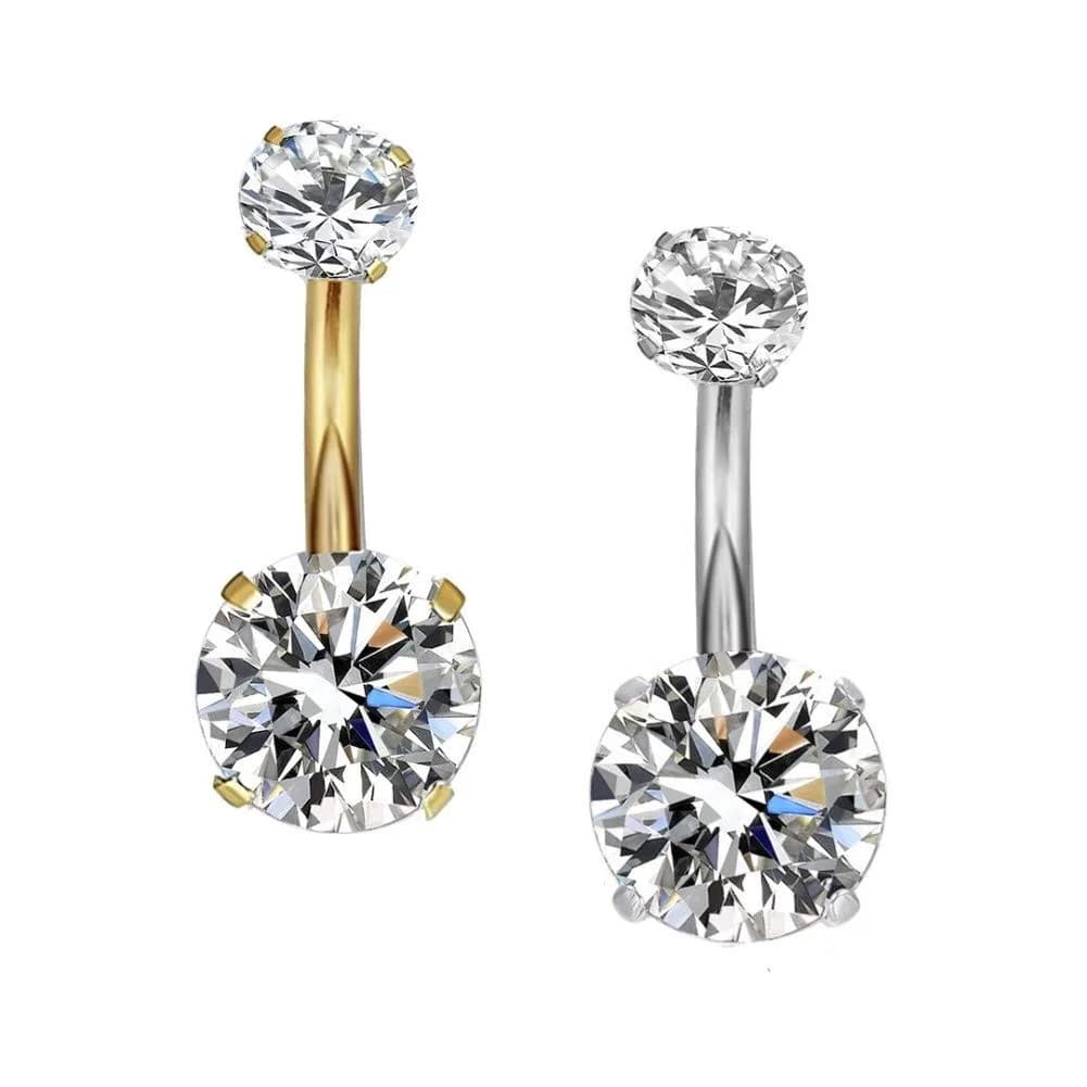 YHMM 14G Surgical Steel Belly Button Rings 12mm | Hypoallergenic CZ Navel Barbell for Women Men