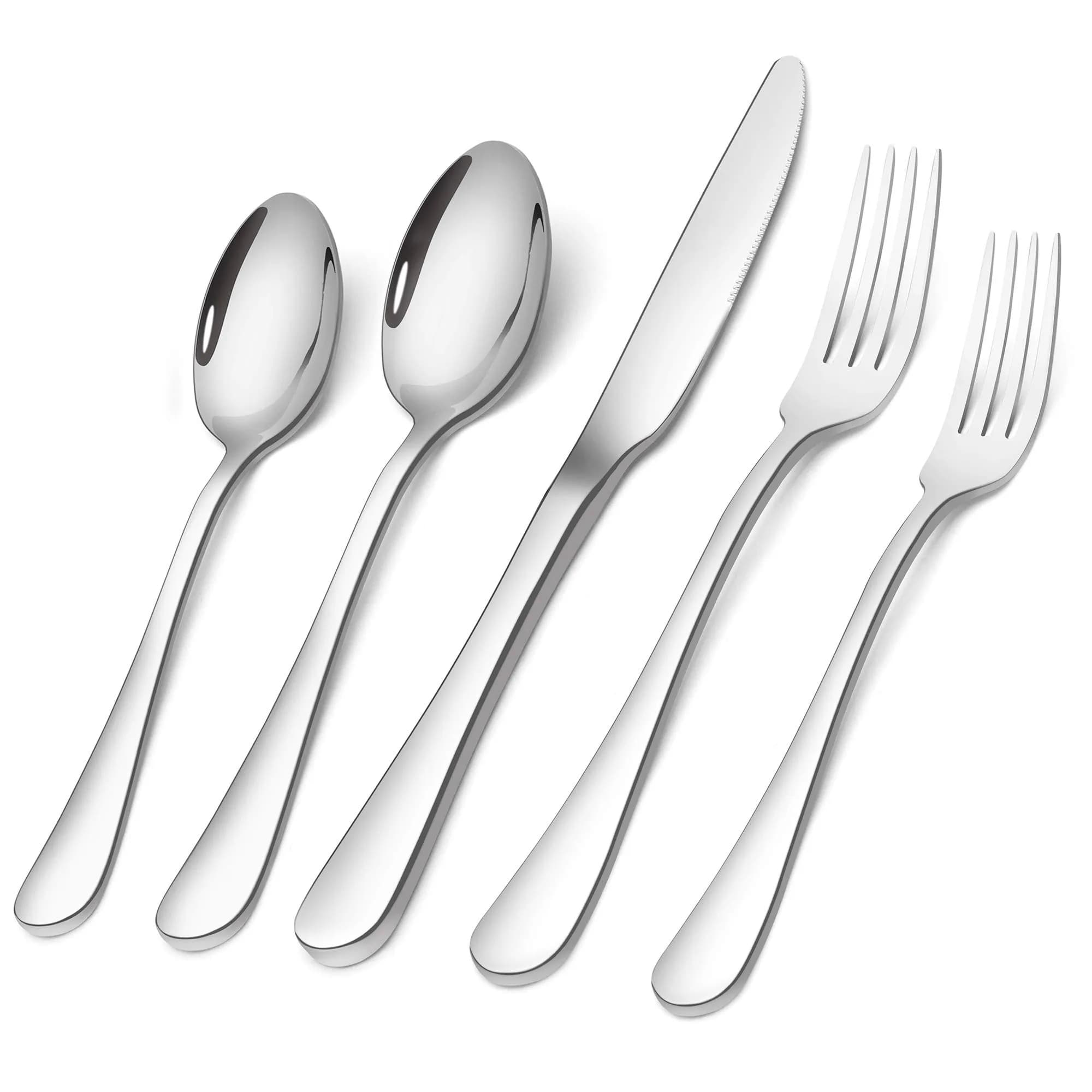 SHARECOOK 20-Piece Stainless Steel Flatware Set | Service for 4, Dishwasher Safe, Polished Finish - main product image