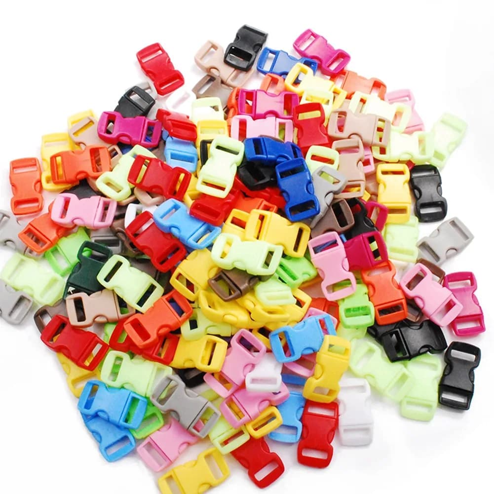 CooBigo 100-Pack Assorted 3/8" Side Release Buckles | Plastic POM, 10mm Webbing Fit - main product image