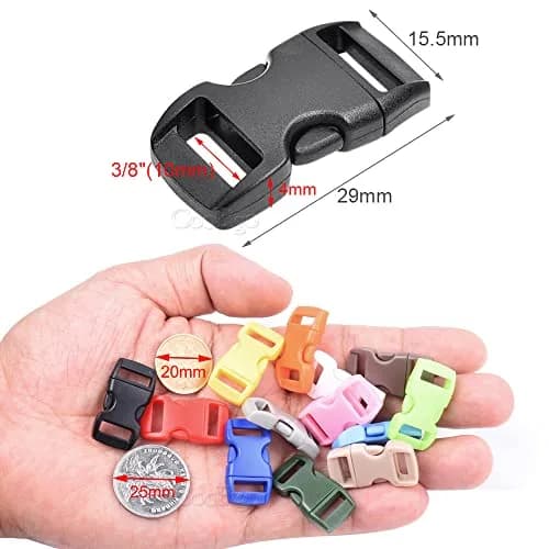 CooBigo 100-Pack Assorted 3/8" Side Release Buckles | Plastic POM, 10mm Webbing Fit thumbnail 2