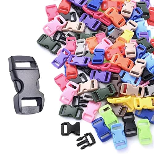 CooBigo 200-Pack Assorted 3/8" Curve Contoured Side Release Buckles | Plastic POM for Paracord Bracelets & Pet Collars thumbnail 5