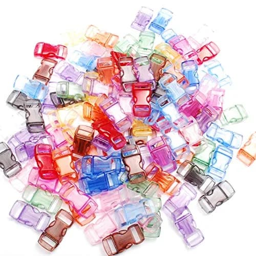 CooBigo 3/8" Curve Contoured Side Release Buckles, 15mm Width, 50 Pack Assorted Colors | Plastic Craft & Pet Collar Fasteners thumbnail 1
