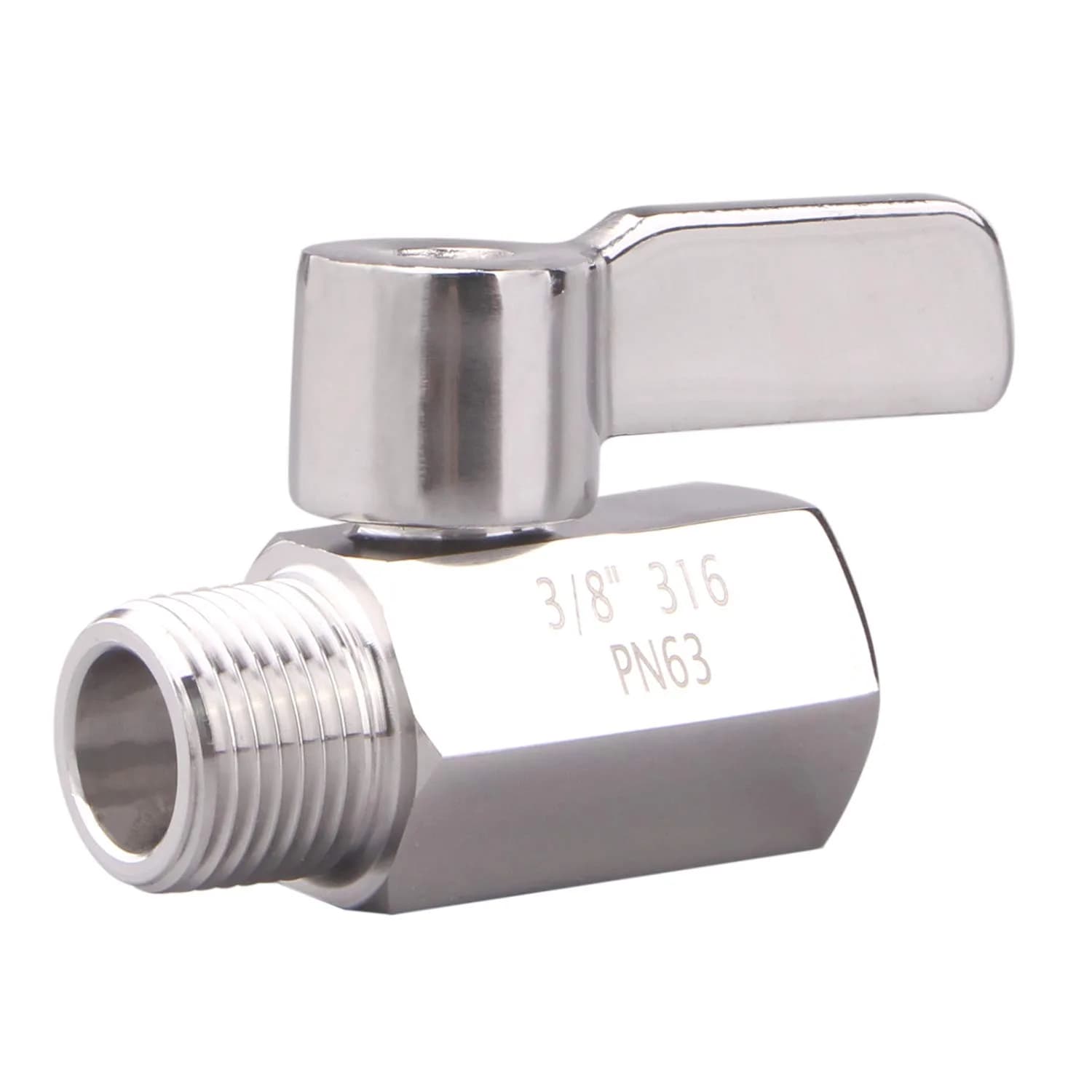 DERNORD 3/4 inch Stainless Steel Mini Ball Valve NPT Female x Male Thread | Corrosion-Resistant, 1/4 Turn Shut-Off — 3/8 Inch