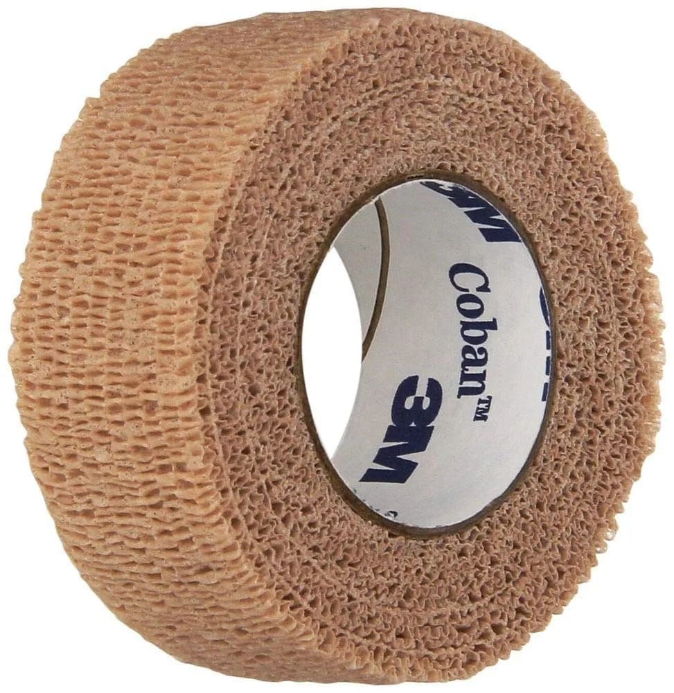 3M Coban Self-Adherent Wrap 2.5cm x 4.5m (1" x 5yds) Tan, Pack of 30 | Secures Dressings & Immobilizes Injuries