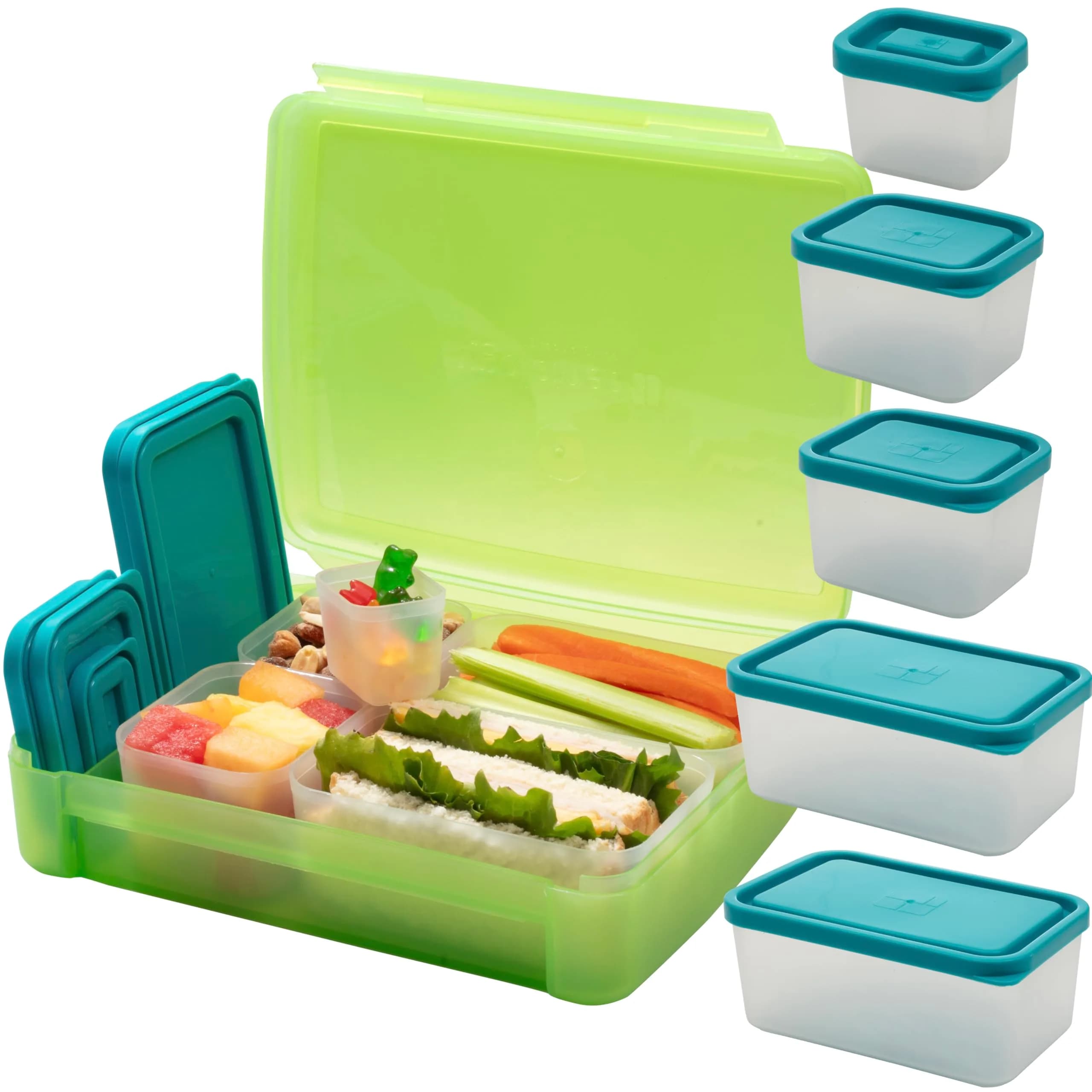 Bentology Food Storage Container Set with Leakproof Snack Containers & Utensil Holder | Kid & Office Meal Prep - main product image