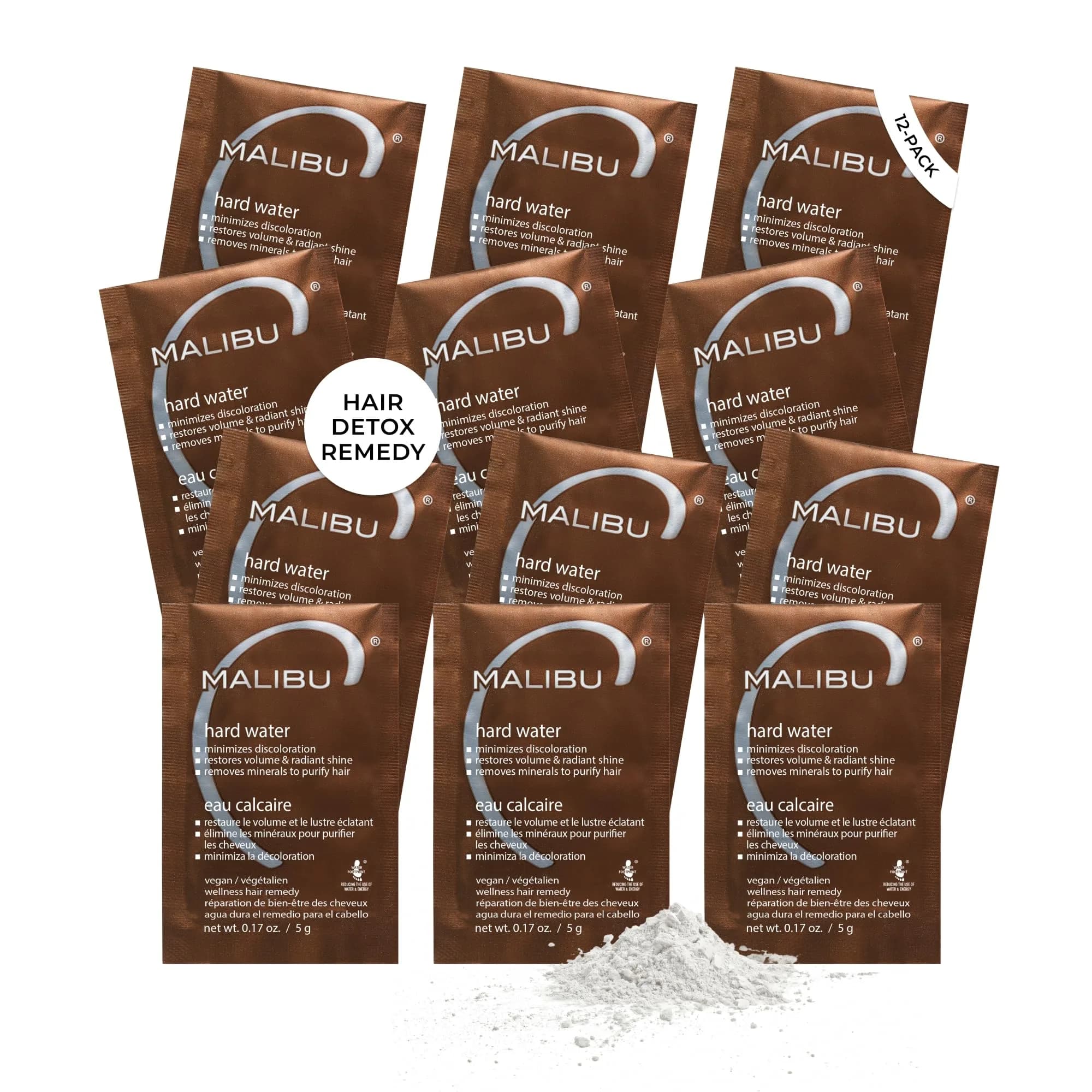 Malibu C Hard Water Wellness Remedy 12 Pack | Vitamin C Deep-Cleaning Hair Treatment for Mineral Deposits