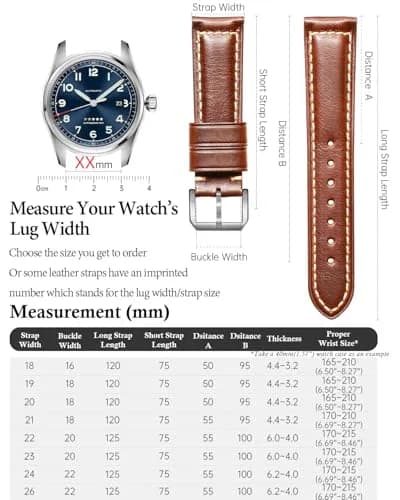 REZERO Leather Watch Bands, Thickened Vintage Strap 22mm | Classic Oil-Waxed Leather thumbnail 3