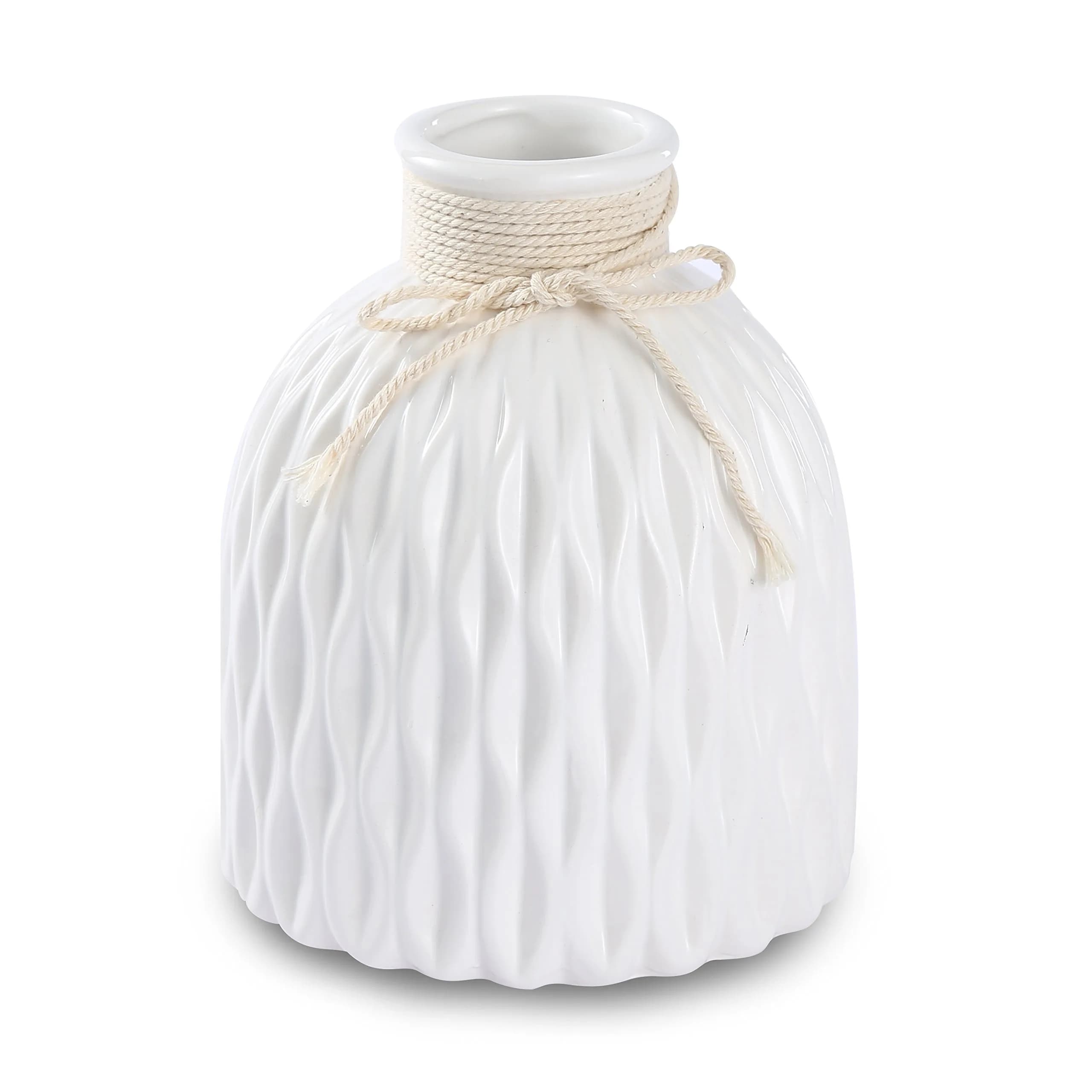 Anding Modern Vase Home Decoration Grid Design White Porcelain Bottle | Elegant, Modern Style - main product image