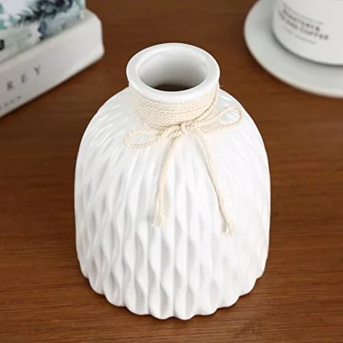 Anding Modern Vase Home Decoration Grid Design White Porcelain Bottle | Elegant, Modern Style thumbnail 4