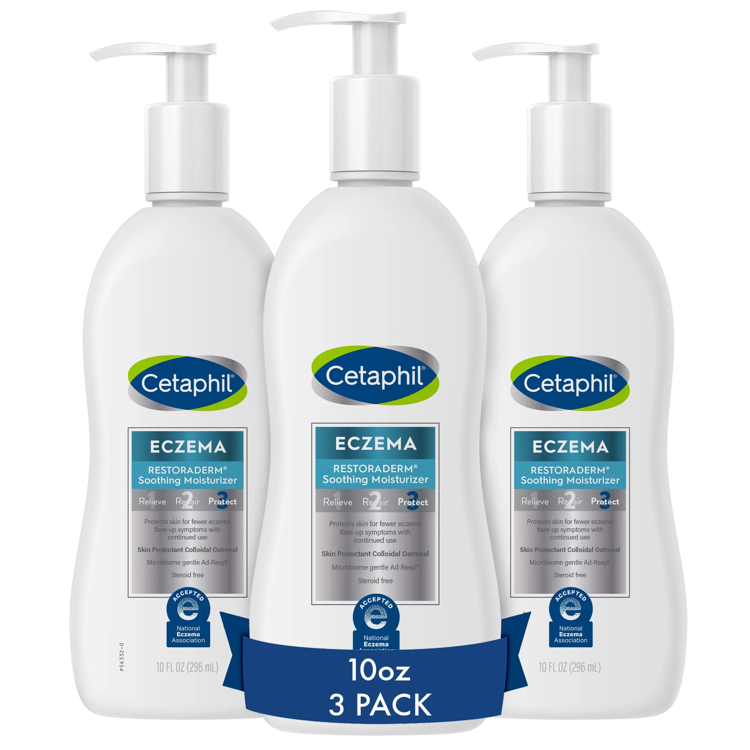 Cetaphil RESTORADERM Itch Control Moisturizing Lotion 3-Pack 296ml (10 fl oz) | Soothes Dry, Itchy, Eczema-Prone Skin — 10 Fl Oz