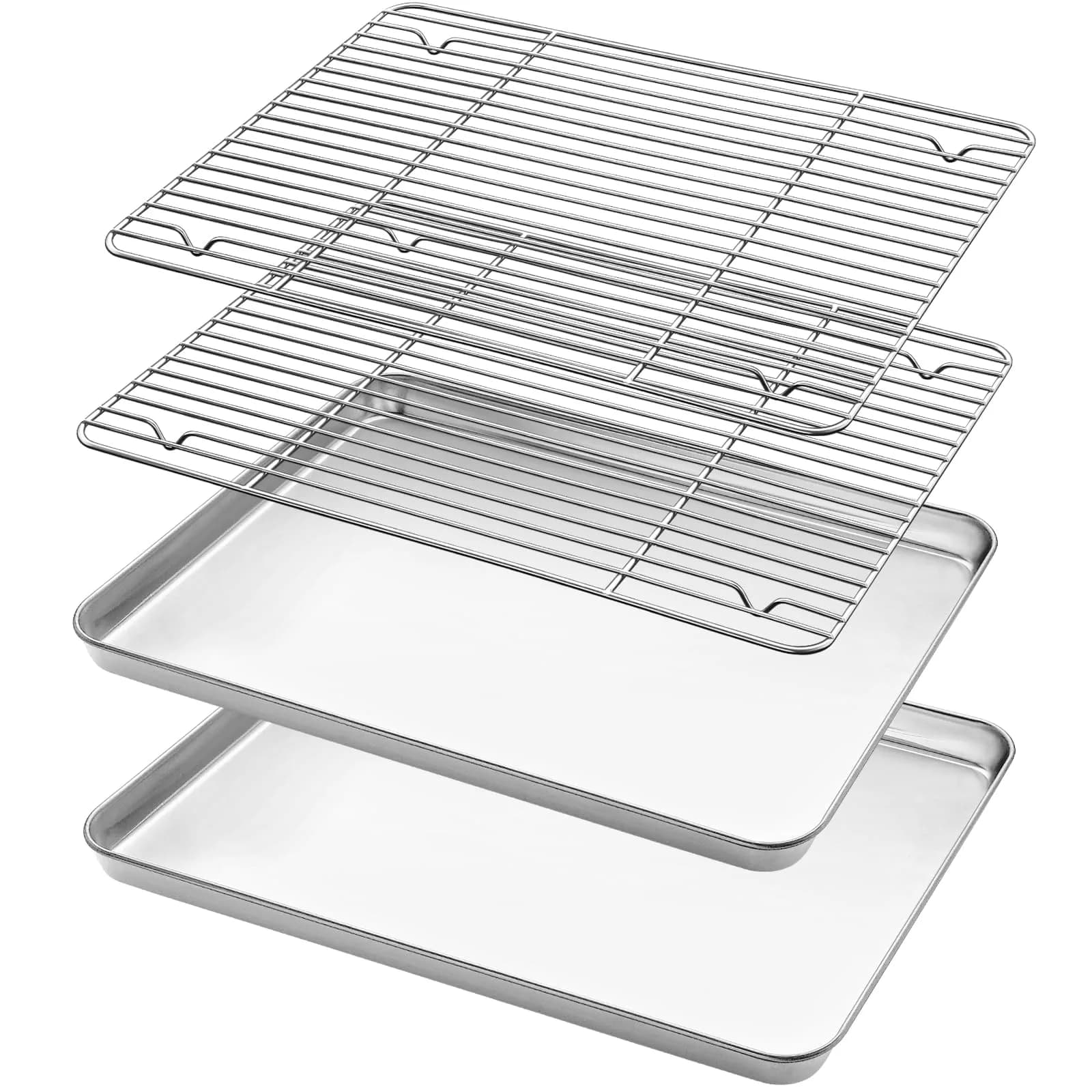 HKJ Chef Baking Sheet with Cooling Rack, 12.5x10x1 Inches, Stainless Steel, 2 Sets | Durable & Healthy - main product image