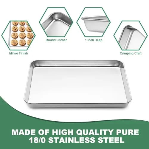 HKJ Chef Baking Sheet with Cooling Rack, 12.5x10x1 Inches, Stainless Steel, 2 Sets | Durable & Healthy thumbnail 6