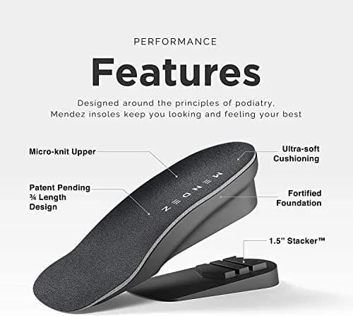 Mendez Premium Height Increase Insole 1.5 inch (3.81 cm) with Stacker | Shoe Inserts for Men & Women thumbnail 4