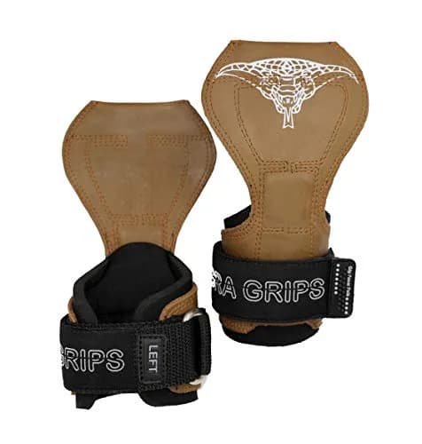 Cobra Grips Weight Lifting Gloves with Wrist Wraps (FIT Brown Rubber, 4.25-7.0" Wrist) | Patented All-in-One Grip Pad & Strap Solution thumbnail 4