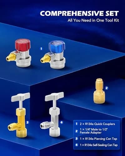 Orion Motor Tech AC Gauge Set for R134a, R12, R22, R502, 5 ft Hoses | Professional Automotive HVAC Tool Kit thumbnail 3